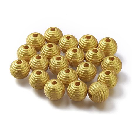 Painted Natural Wood Beehive Beads WOOD-S049-04C-11-1