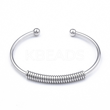 Non-Tarnish 304 Stainless Steel Open Cuff Bangle for Girl Women LS-BJEW-N013-008P-1