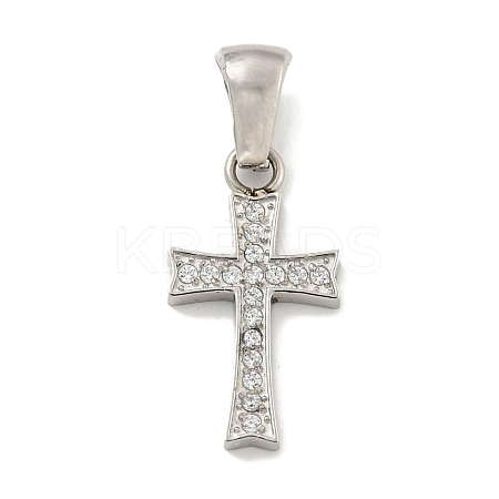 304 Stainless Steel Cubic Zirconia Pendants STAS-C102-04C-P-1