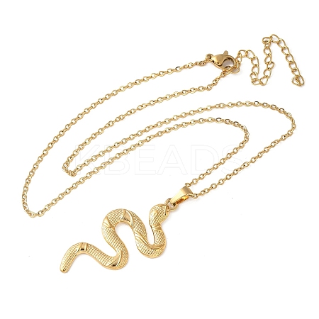 304 Stainless Steel Snake Pendant Necklaces for Women Men NJEW-Z063-03G-05-1