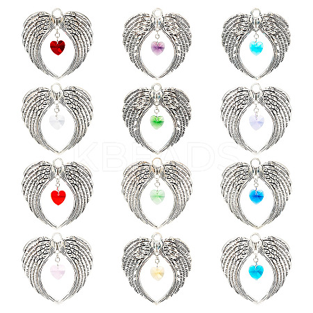 12Pcs 12 Colors Tibetan Style Alloy Big Pendants FIND-TA0004-24-1