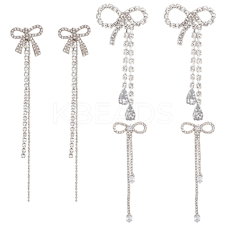 3 Pairs 3 Style Rhinestone Bowknot Stud Earrings EJEW-AN0004-91-1