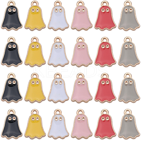 60Pcs 6 Colors Halloween Alloy Enamel Pendants FIND-SC0010-89-1