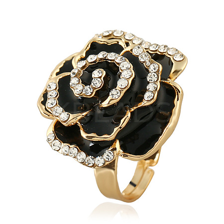 Adjustable Alloy Rhinestone Finger Rings for Women TP7794-3-1