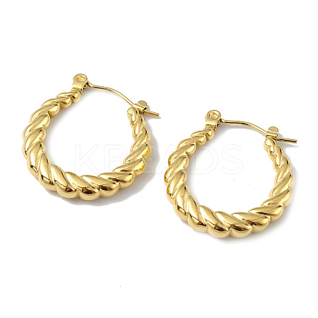 Ion Plating(IP) 304 Stainless Steel Twist Teardrop Hoop Earrings for Women EJEW-I284-10G-1
