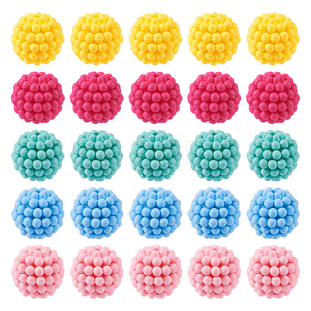 50Pcs 5 Colors Rubberized Style Acrylic Beads SACR-TA0001-32-1