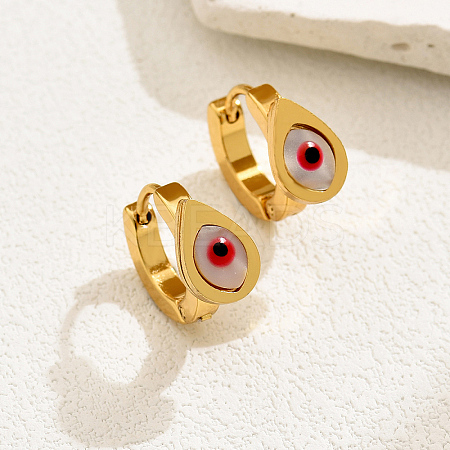 Fashionable 201 Stainless Steel Evil Eye Hoop Earrings WN0448-1