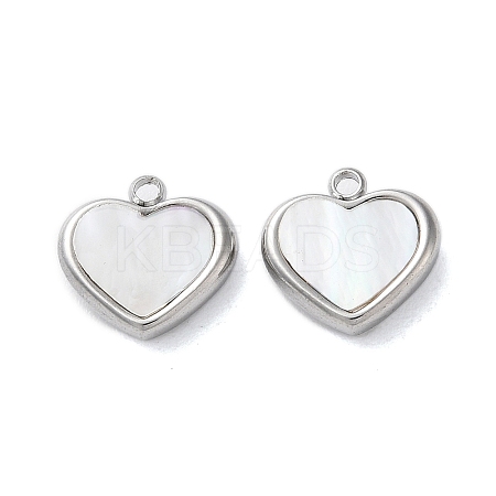 304 Stainless Steel with Synthetic Shell Charms STAS-G338-06P-1