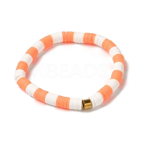 Polymer Clay Heishi Surfer Stretch Bracelet with 304 Stainless Steel Beaded BJEW-SW00110-06-1