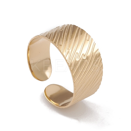 Ion Plating(IP) 304 Stainless Steel Textured Open Cuff Rings for Women RJEW-G285-58G-1