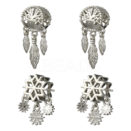 4Pcs 2 Styles Alloy European Beads FIND-YW0009-98-1