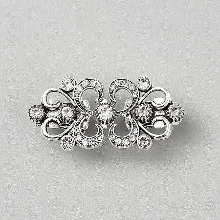 Flower Alloy & Glass Cardigan Clips AJEW-WH0314-876AS-1
