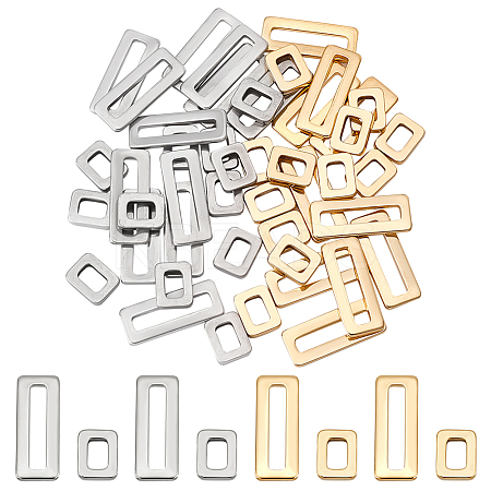 48Pcs 4 Style 201 Stainless Steel Linking Rings STAS-UN0040-26-1