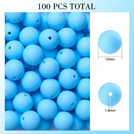 100Pcs Silicone Beads Round Rubber Bead 15MM Loose Spacer Beads for DIY Supplies Jewelry Keychain Making JX447A-1