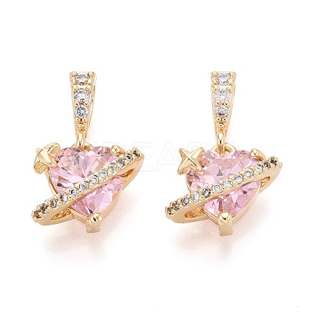 Brass Micro Pave Cubic Zirconia Charms KK-N275-12E-G-1
