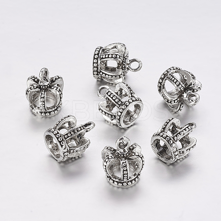 Tibetan Style Alloy 3D Crown Charms TIBEP-3584-AS-RS-1