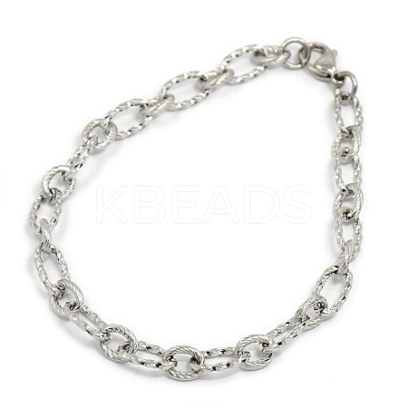 Tarnish Resistant Fashionable 304 Stainless Steel Composite Figaro Cable Chains Bracelets LS-STAS-A028-B095P-1