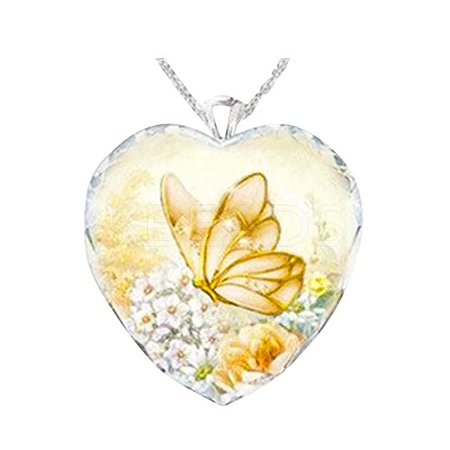 Heart Glass Pendant Necklaces PW23052492326-1