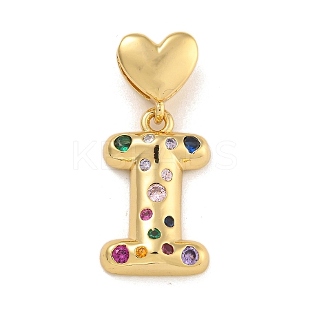 Brass Micro Pave Colorful Cubic Zirconia Pendants KK-P281-01G-I-1