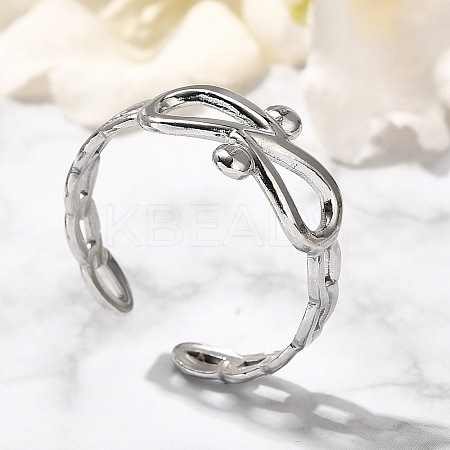 Infinity 304 Stainless Steel Open Cuff Rings for Women RJEW-M046-04P-1