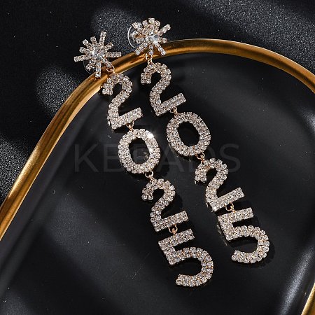 Brass Rhinestone Stud Earrings LS-EJEW-Q012-02G-1