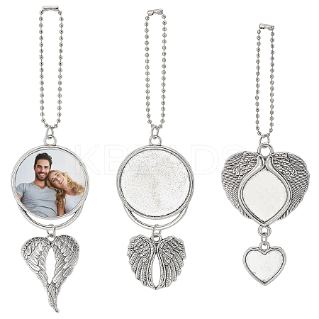 6Pcs 3 Styles Zinc Alloy Heat Transfer Sublimation Blank Pendant Decorations AJEW-GA0007-52-1