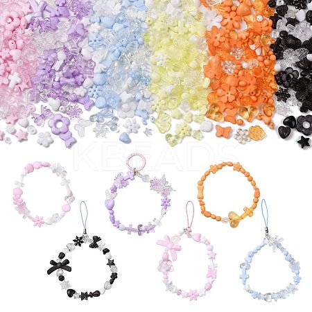 450Pcs 6 Colors Transparent & Opaque Acrylic Beads TACR-FS0001-67-1