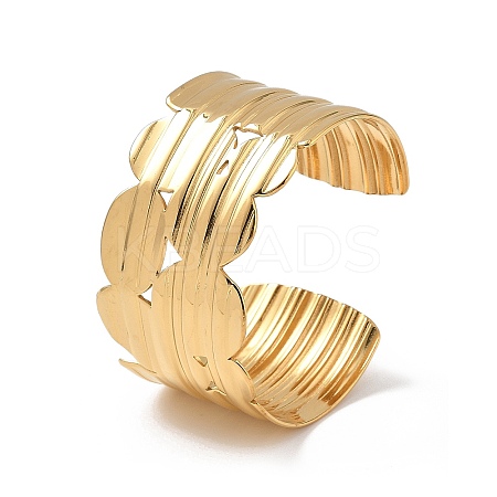 Ion Plating(IP) 304 Stainless Steel Cuff Bangles for Women BJEW-Z078-20G-1