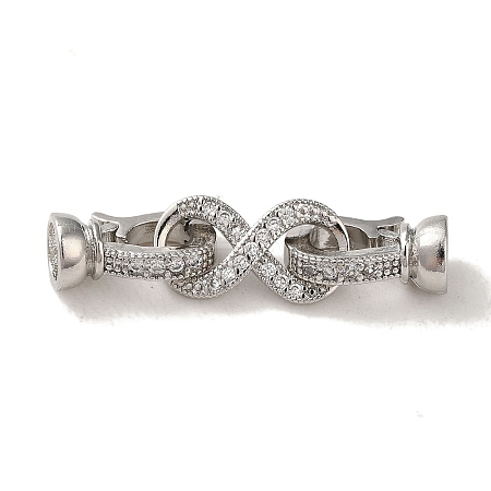 Rack Plating Brass Pave Clear Cubic Zirconia Fold Over Clasps KK-M285-31B-02P-1