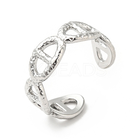Non-Tarnish 304 Stainless Steel Oval Buckle Open Cuff Ring for Men Women RJEW-I085-12P-1