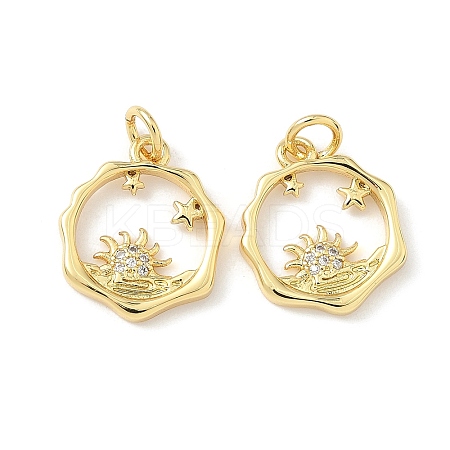 Brass Micro Pave Cubic Zirconia Pendants KK-Z120-19G-1