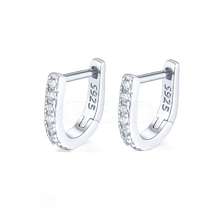 Anti-Tarnish Rhodium Plated 925 Sterling Silver Micro Pave Cubic Zirconia Hoop Earrings for Women EJEW-F317-20P-1