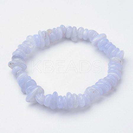 Natural  Blue Lace Agate Beaded Stretch Bracelets X-BJEW-JB02683-01-1