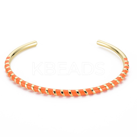 Twisted Brass Enamel Cuff Bangle BJEW-T020-02B-NF-1
