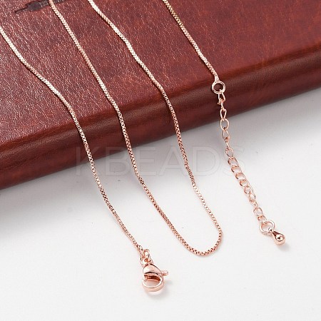 Brass Box Chain Necklaces for Women NJEW-D302-41RG-1