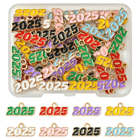 48Pcs 8 Colors Alloy Enamel Pendants ENAM-FS0002-41-1