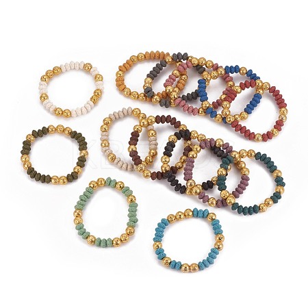 Natural Lava Rock Stretch Bracelets BJEW-F389-B-1
