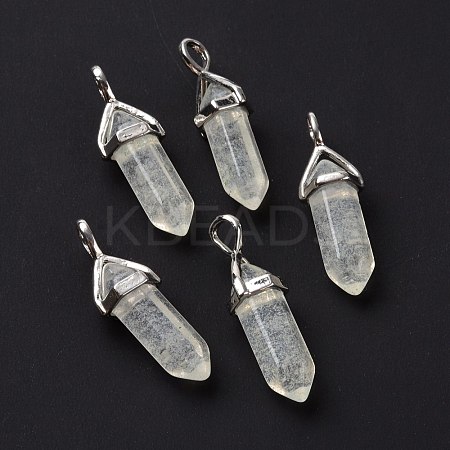 Pale Green Watermelon Stone Glass Pointed Pendants G-K329-25P-1