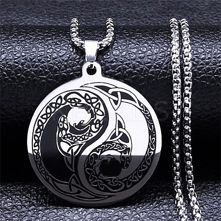 Yin-yang 201 Stainless Steel Pendant Necklaces for Women NJEW-M105-07A-P-1