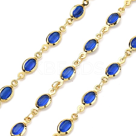 Brass Glass Oval Link Chains CHC-R001-02G-05-1