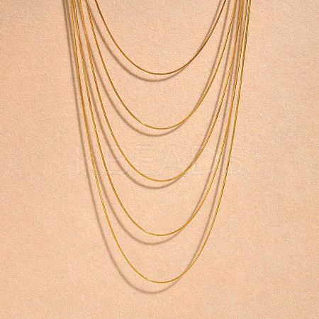 304 Stainless Steel Round Snake Chain Multi Layered Necklaces for Women NJEW-U025-01G-01-1