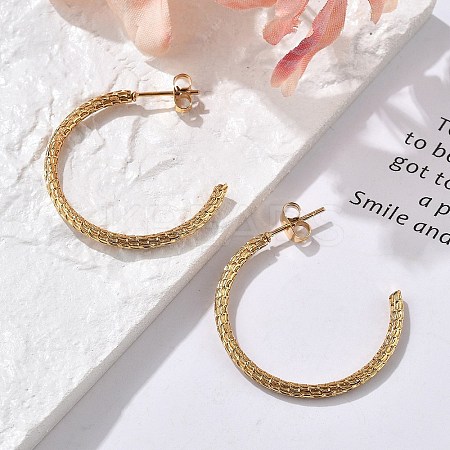 304 Stainless Steel Twist C-Shaped Stud Earrings EJEW-R017-03G-03-1