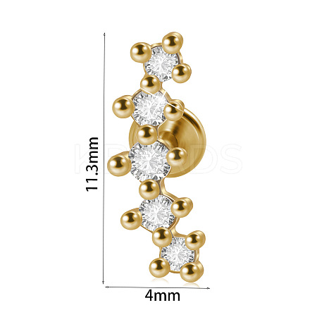 304 Stainless Steel Micro Pave Clear Cubic Zirconia Cartilage Earrings WG369ED-43-1