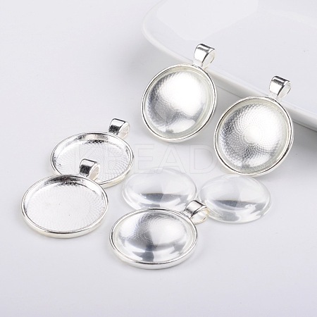 25mm Transparent Clear Domed Glass Cabochon Cover for Alloy Photo Pendant Making DIY-F007-14S-RS-1
