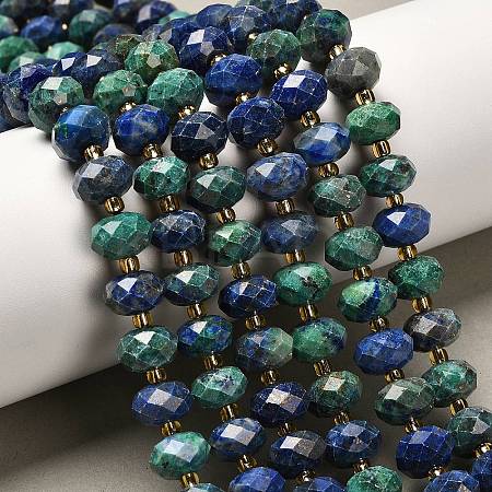 Natural Chrysocolla and Lapis Lazuli Beads Strands G-P573-A64-10x6mm-1