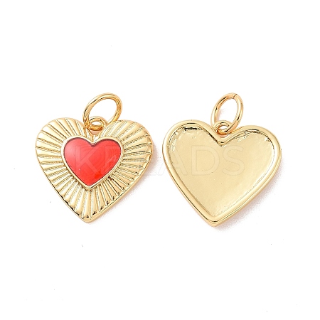 Heart Brass Enamel Pendants KK-G435-07G-01-1