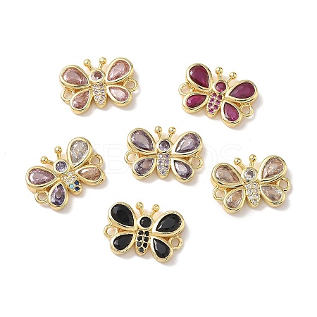 Brass Pave Cubic Zirconia Butterfly Links Connector Charms KK-L268-028G-1