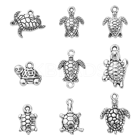 90Pcs 9 Styles Tibetan Style Zinc Alloy Charms TIBEP-CJ0002-02-1
