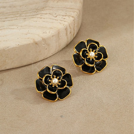 304 Stainless Steel Flower Stud Earrings EJEW-A147-03G-1