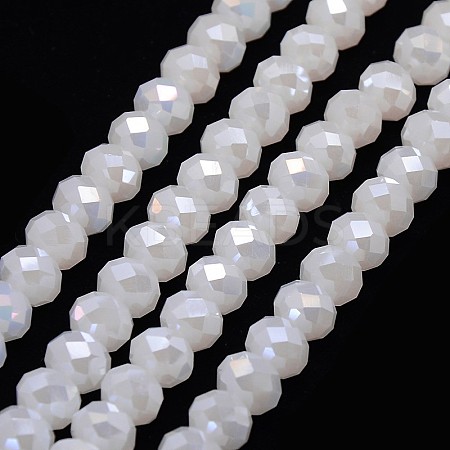 Electroplate Opaque Solid Color Crystal Glass Rondelle Beads Strands EGLA-F047A-01AB-1